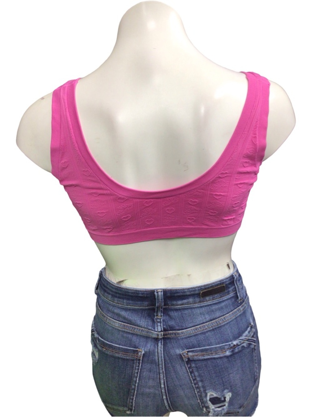 PINK Victoria's Secret Bright Pink Heart-Texture Seamless Bralette